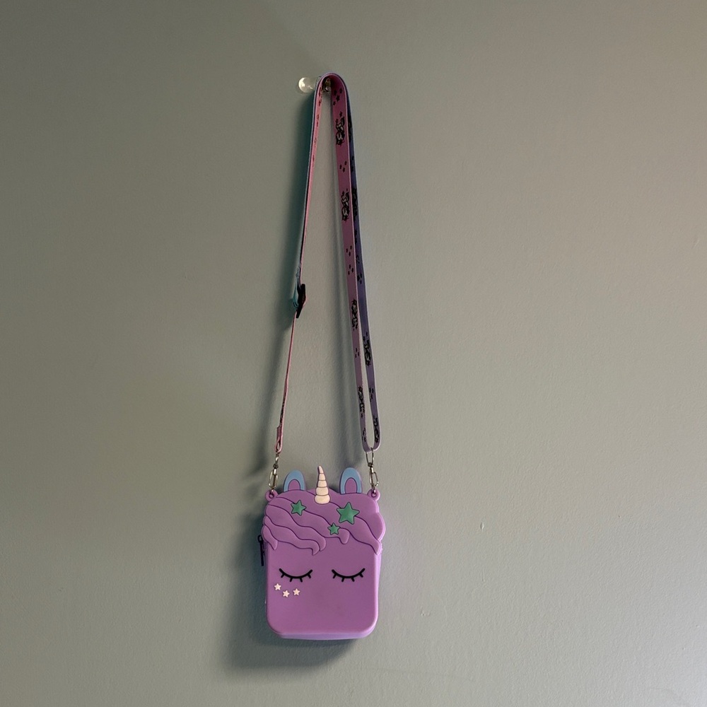 Purple Silicone Unicorn Crossbody Purse Bag, Girls Purse Wallet, Girl Bag